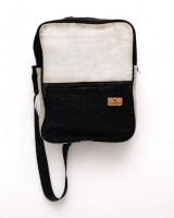 Sac Messager toile 100 pour cent chanvre Noir et Naturel - Le Canebier en Provence9